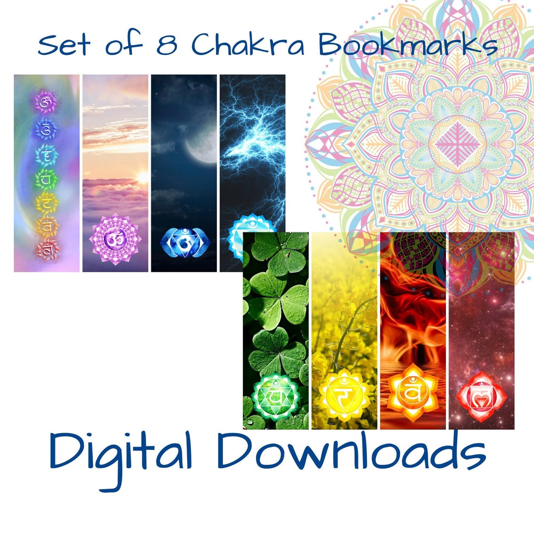 Chakra Bookmarks: Spiritual Designs, Set of 8 (downloadable PDF) - Etsy
