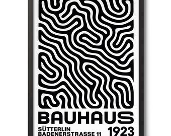 Impression gribouillis Bauhaus, affiche moderne milieu de siècle, décoration d'art mural abstrait, cadeau d'art formes géométriques