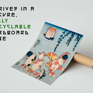 Koifiskposter, japansk fisktryck, botanisk väggkonst, träblock med djurliv i heminredning inramad | A6 A5 A4 A3 A2 A1 - Presentidé bild 4