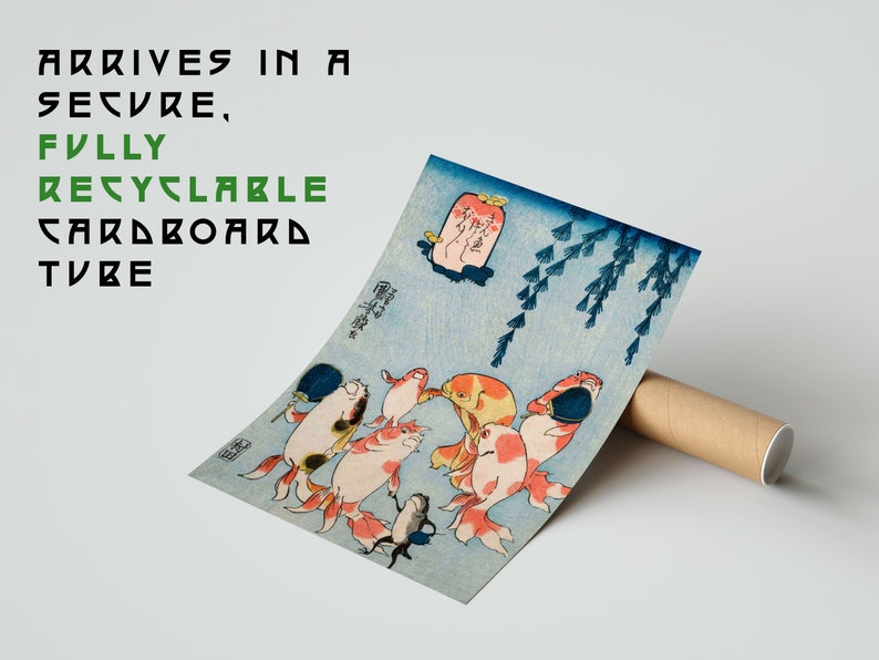 Koifiskposter, japansk fisktryck, botanisk väggkonst, träblock med djurliv i heminredning inramad | A6 A5 A4 A3 A2 A1 - Presentidé bild 4