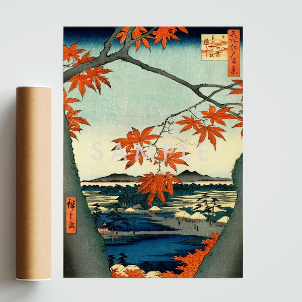 Japanese Autumn View Poster, Japanese Woodblock Art Print, Bedroom and Lounge Decoration, Gift Idea, framed A6 A5 A4 A3 A2 A1