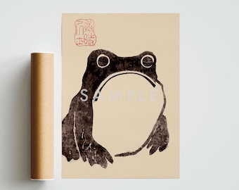 Matsumoto Hoji Frog Poster, Japanese Manga Print, Oriental Wall Art, Wildlife Woodblock Home Décor Framed | A6 A5 A4 A3 A2 A1 - Gift Idea