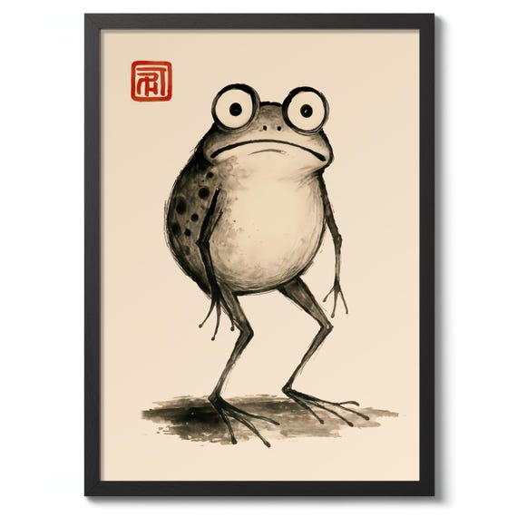Awkward Frog by Matsumoto Hoji, Japanese Print, Frog Poster