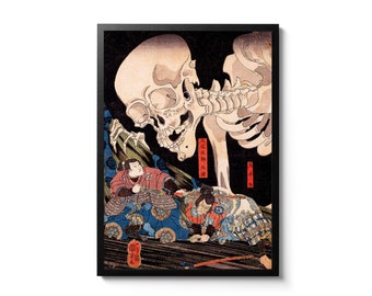Massief skelet - Utagawa Kuniyoshi-print, vintage Japanse houtsnede, Ukiyo-E-tentoonstelling muurkunstposter, cadeau-idee, oosterse woondecoratie