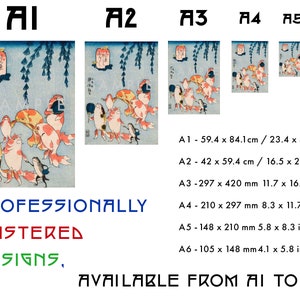 Koifiskposter, japansk fisktryck, botanisk väggkonst, träblock med djurliv i heminredning inramad | A6 A5 A4 A3 A2 A1 - Presentidé bild 3