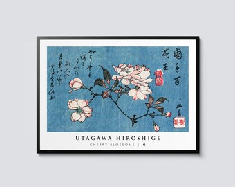 Cherry Blossoms by Utagawa Hiroshige, Japanese Traditional Ukiyo-e Woodblock Wall Art, Nature-Inspired Print Poster, Ideal Home Decor Gift