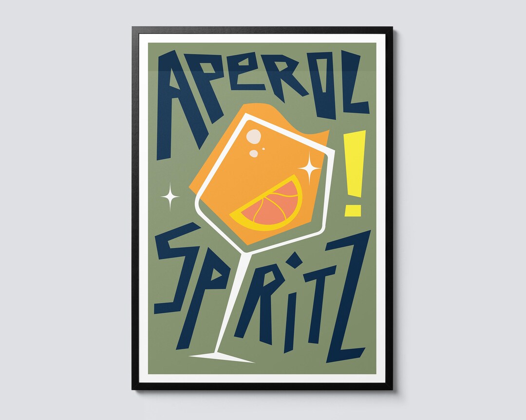 Curated visual reference: Aperol Spritz Cocktail Illustration Modern Graphic Print Chic Wall Photo Inspiration