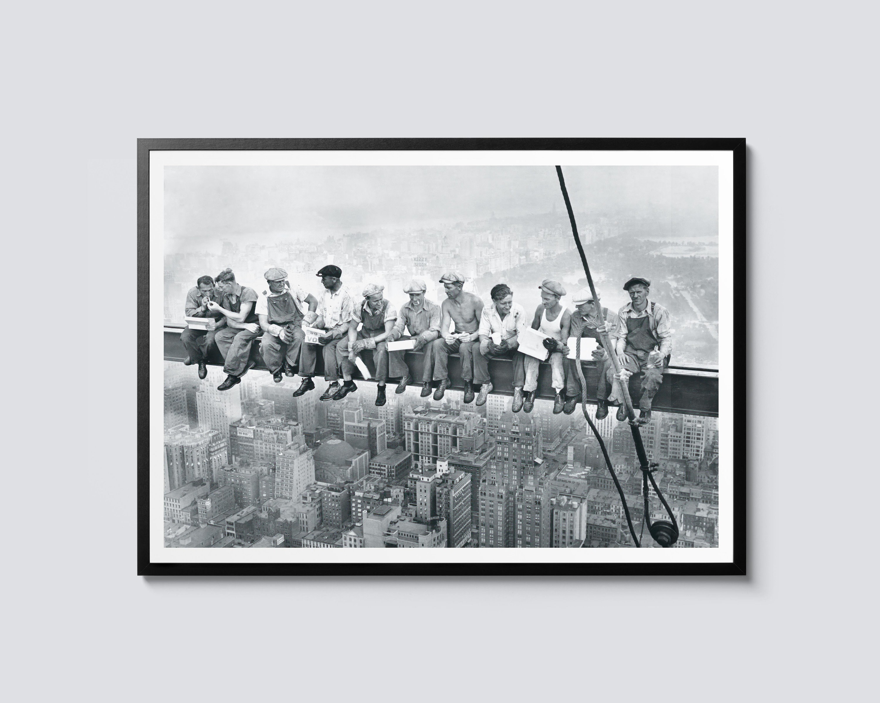 Almuerzo en lo alto de un rascacielos, paisaje fotográfico vintage, arte mural de trabajadores de la ciudad de Nueva York, impresión de decoración arquitectónica, regalo de póster atemporal