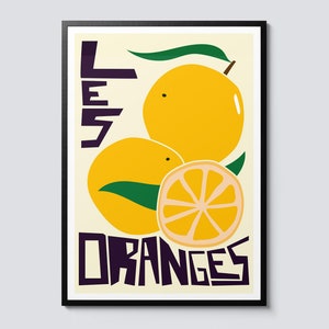 Orange citrus fruit illustration, modern graphic food & drink portrait wall art, kitchen decor print, perfect gift idea