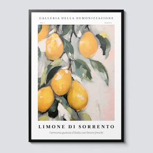 Impresión de naturaleza muerta con limones de Sorrento, arte mural impresionista de cítricos, decoración mediterránea con limones, póster inspirado en la costa de Amalfi, regalo perfecto