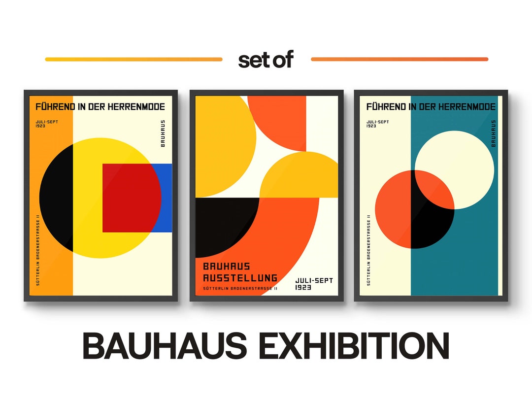 Bauhaus Set of 3 Prints, Bauhaus Poster Wall Art, Vintage Art Museum ...