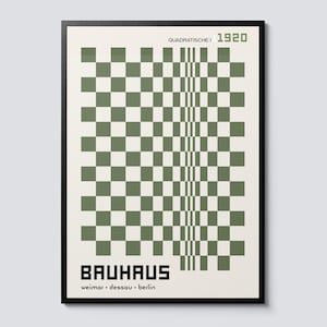 Mid-century abstract geometric bauhaus print, quadratische in green, 1920 wall art decor, ideal gift