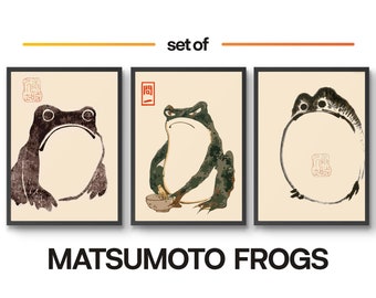 Matsumoto Hoji-grodor - Set med 3 tryck, vintage japansk träsnitt, Ukiyo-E väggkonstposter, presentidé, orientalisk heminredning