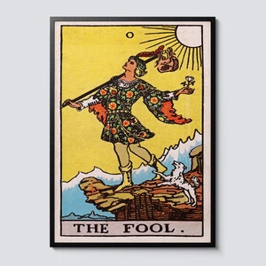 Vintage tarotkortsporträtt, väggkonsttryck av dåren, andlig dekor, unik presentidé
