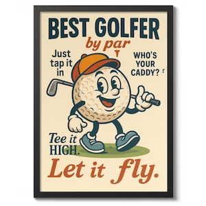 Best Golfer Print, Vintage Sports Poster, Golf Wall Art Decor, Cartoon Illustration Gift