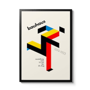 Bauhaus Running Man White Poster, Abstract Art Exhibition, Ausstellung Home Decor, Minimalist Wall Art, Mid Century Modern