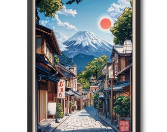 Via Fujiyoshida, Giappone, stampa xilografica, poster d'arte tradizionale, decorazione murale, regalo