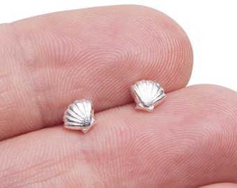 Seashell Stud Earrings in Sterling Silver,  Ocean Earrings, Shell Earrings, Sea Shell Earrings