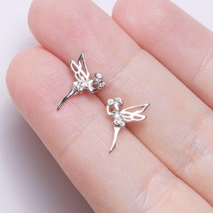 Fairy Silver Earrings, Women Earrings, Fairy Earrings, Dainty Silver Jewellery, Tinkerbell Earrings, Stud Earrings,