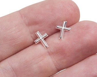 Sterling Silver Cross  Earrings, Dainty Cross Earrings, Cross Earrings, Religious Jewelry, Spiritual Gift for Her