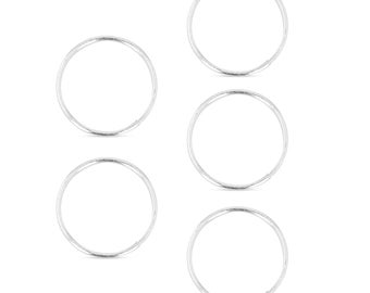 5 Solid  Silver  nose rings in sizes 6mm/8mm/10mm 0.5mm gauge