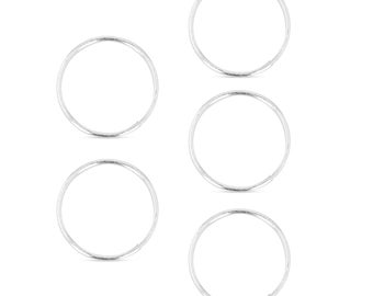 Pack of 5 solid 925 Sterling Silver Plain nose rings in sizes 6mm/8mm/10mm 0.5mm gauge