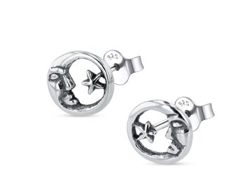 Sterling Silver Sun and Moon Earrings