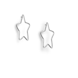 Sterling Silver Star Hoop Earrings