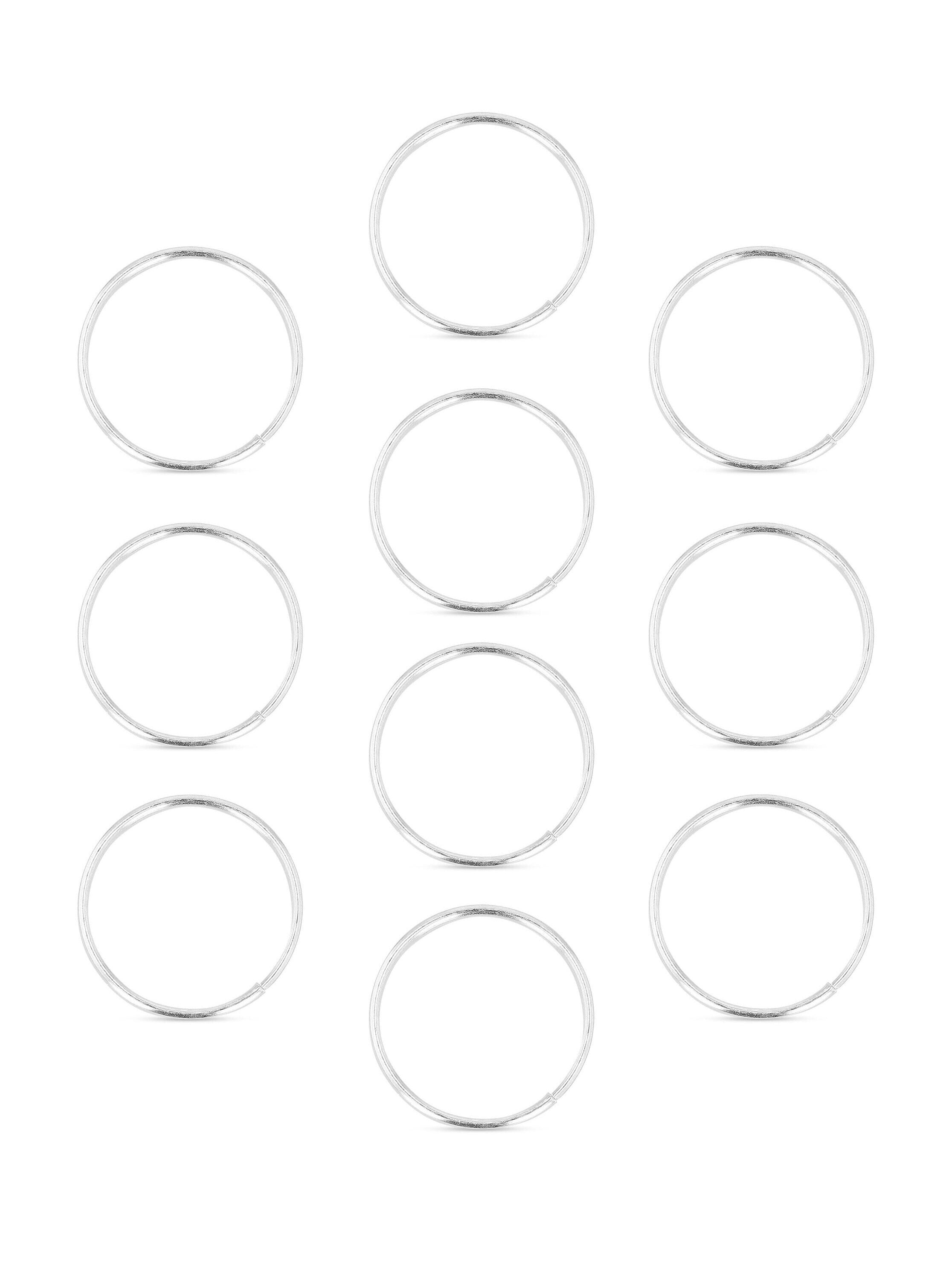 Pack of 10 solid 925 Sterling Silver Plain nose rings in sizes 6mm/8mm/10mm 0.5mm gauge