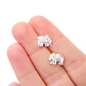 Elephant Stud Earrings in Sterling Silver, Cute Fun Quirky Animal Jewellery, Jewelry Gift for Her, Animal Lover, Safari Nature Inspired