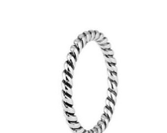 Sterling Silver Rope Twist Ring in Sizes G to Z