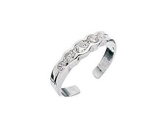 Bague d'orteil en argent sterling avec 5 cristaux