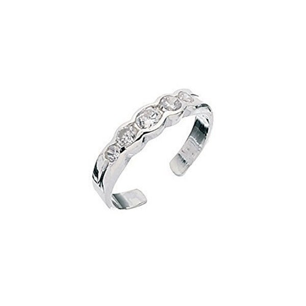 Sterling Silver 5 Crystal Toe Ring