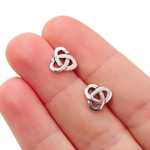 Sterling Silver Celtic Knot Stud Earrings, Celtic Irish Trinity Infinity Jewellery