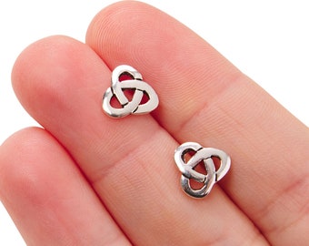 Sterling Silver Celtic Knot Stud Earrings, Celtic Irish Trinity Infinity Jewellery