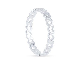 Sterling Silver Heart Stacking Ring in sizes G to Z