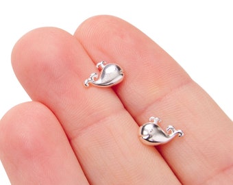 Little Whale Fish Stud Earrings in Sterling Silver, Cute Fun Quirky Animal Jewellery, Gift for Her, Animal Lover, Nature Inspired