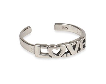 Solid Silver "love " Toe Ring