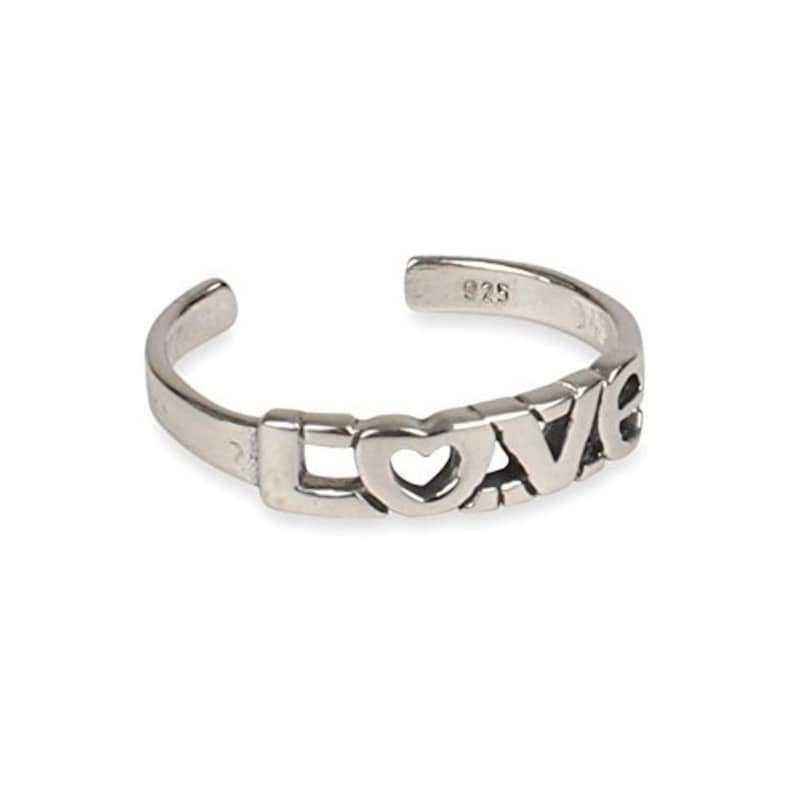 Solid Silver love Toe Ring image 1