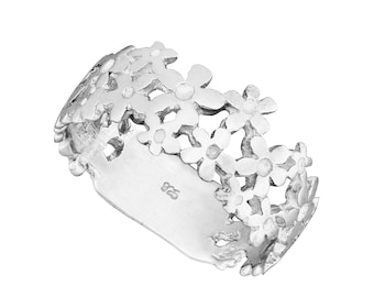 SterlingSilber Breites Daisy Kettenband, in den Größen G bis Z