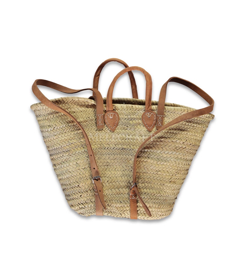 French Basket Bag Market Basket With Handle Strohtasche Etsy
