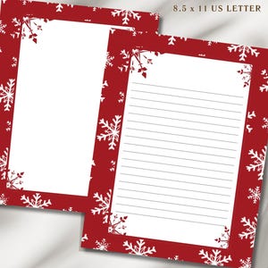 Christmas Writing Paper, Printable Stationery set, Letter Writing Set, Lined and Unlined, US Letter 8.5x11