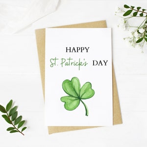 Carte vierge de la Saint-Patrick, trèfle vert aquarelle, carte de dernière minute amusante, téléchargement numérique imprimable 5 x 7