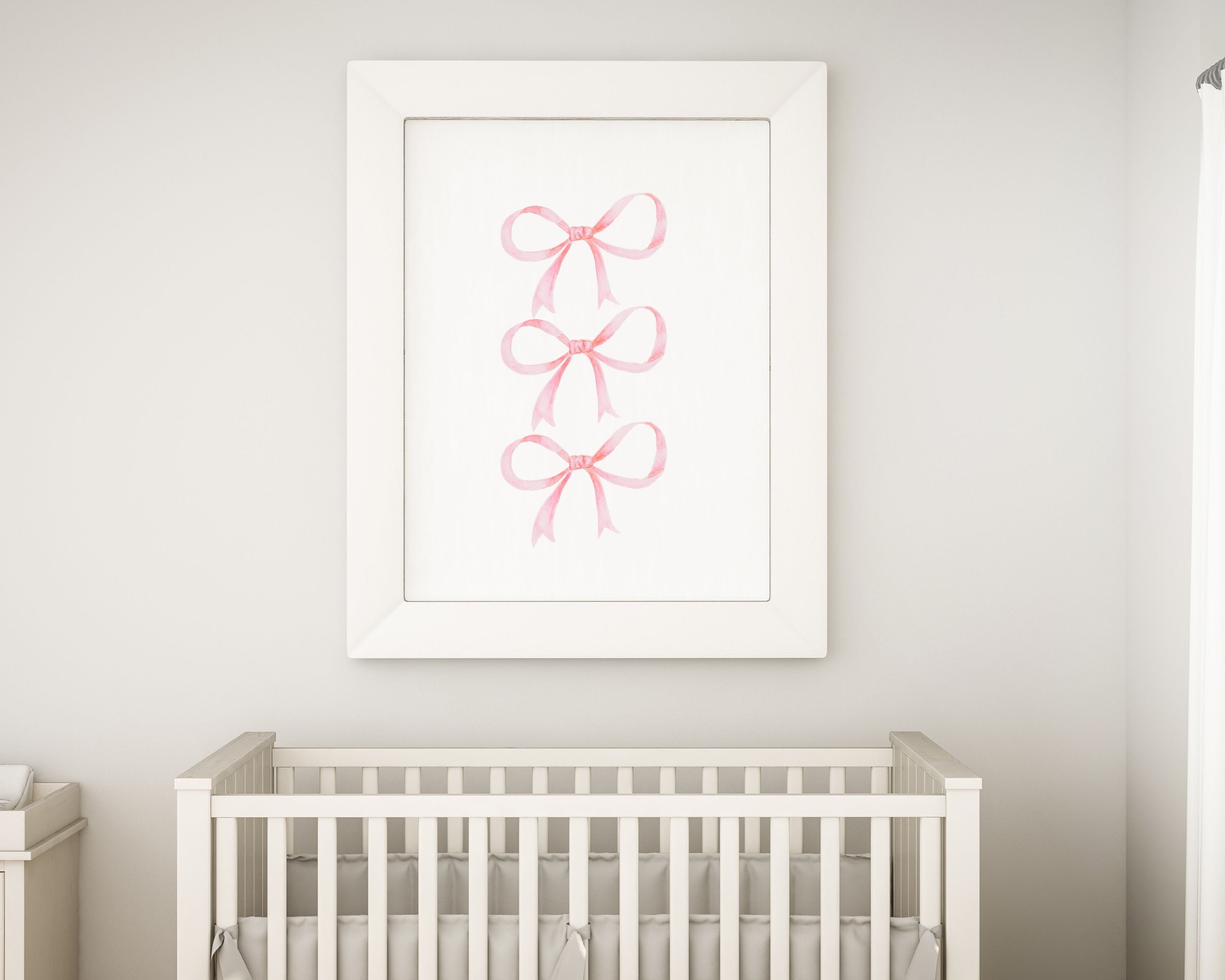 Watercolor Pink Trio Bow Print, Printable Wall Art, Nursery Decor, Home ...