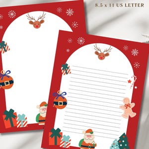 Christmas Writing Paper, Printable Stationery Set, Letter Writing Set, Lined and Unlined, US Letter 8.5x11