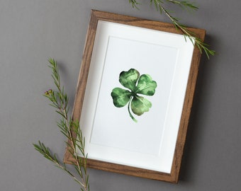 Watercolor Clover Wall Art | Shamrock Print | St. Patrick's Day Print | Irish Printable | Boho St. Patrick's Day Decor | DIGITAL DOWNLOAD