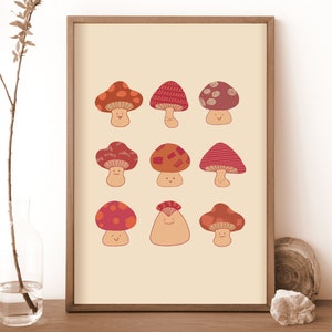 Boho Pilz Art Print, Feeling Chart, Kawaii Home Decor, Büro und Kinderzimmer, Wandbehang, Kunst Geschenk