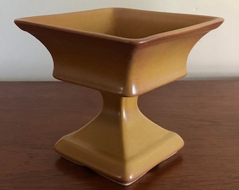 Vintage Footed Pedestal Candy Dish Featuring Spray Glazed Pottery, Gradient Shades of Golden Bronze, Sweets Bowl or Small Succulent Planter