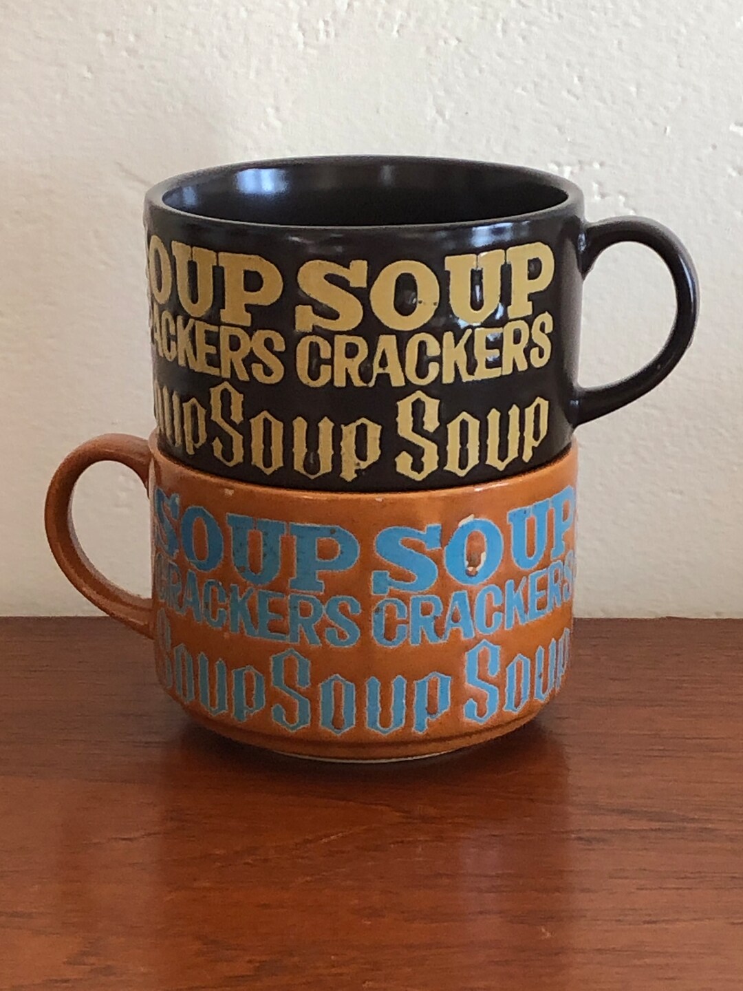 Vintage Stoneware Mugs Featuring Iconic 1970s Soup and Etsy