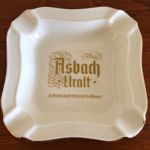 Vintage Porcelain Ashtray by Asbach Uralt German Brandy Advertising Piece from Heinrich Germany 1970s, Berlin Pub Drink 'Futschi'